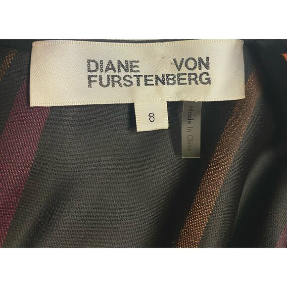 DIANE VON FURSTENBERG Striped Crossover Multicolor Sleeveless Jumpsuit US 8 - Picture 14 of 14